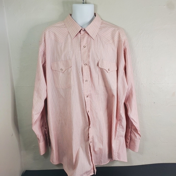 Vintage Panhandle Slim Mens Size 18 x 37 Button Down Western Shirt Pearl Snaps - Picture 16 of 16